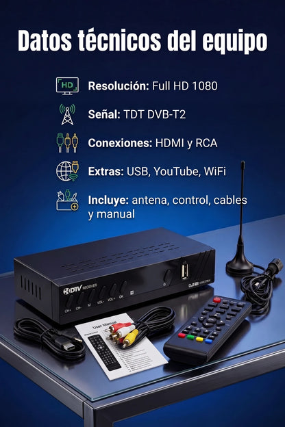 Decodificador TDT HD — Receptor de TV Digital (DVB-T2)