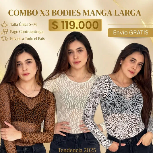 3 Bodies Manga Larga | TALLA UNICA         $119.900,00